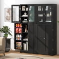 thumbnail image 4 of Costway 63.5" Tall Kitchen Pantry Storage Cabinet with Glass Door Storage Shelves Black, 4 of 10