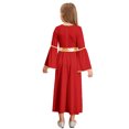 thumbnail image 2 of iiniim Robe d'Ange d'Halloween pour Filles à Manches Longues, Bordure Dorée, Déesses de Princesse, Toge, Robe de Fête, Louange, Rouge 8, 2 of 6