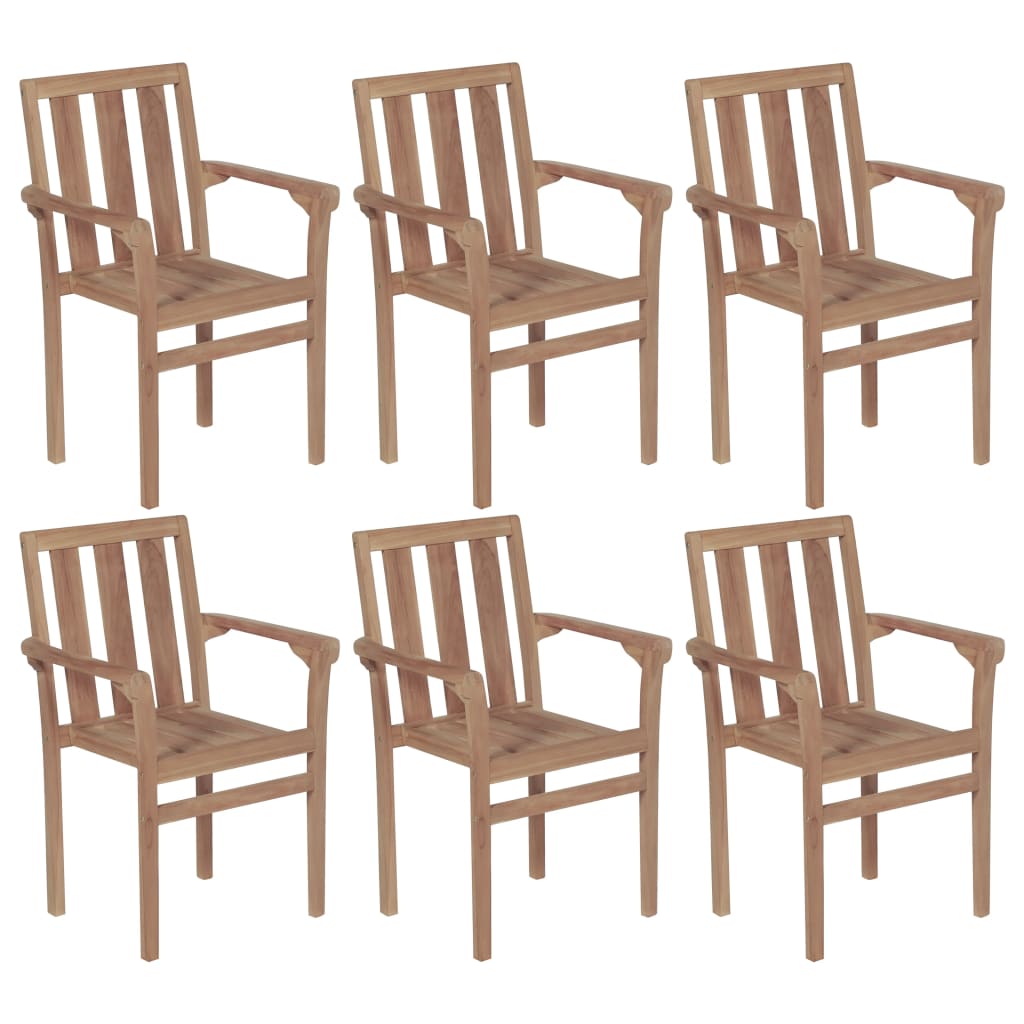 vidaXL Chaises de Jardin Empilables 6 Pcs Bois de Teck Massif