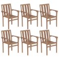 thumbnail image 1 of vidaXL Chaises de Jardin Empilables 6 Pcs Bois de Teck Massif, 1 of 5