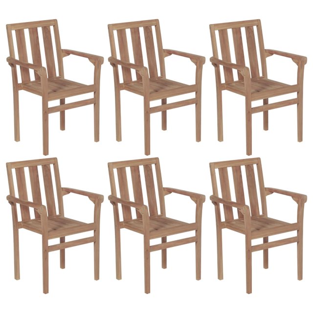 vidaXL Chaises de Jardin Empilables 6 Pcs Bois de Teck Massif