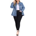 thumbnail image 2 of Agnes Orinda Veste en Denim Grande Taille pour Femmes à Manches Longues, Boutonnée, Lavée, Veste Camionneur en Jean à l'Avant 3X Bleu Pâle, 2 of 8