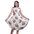 thumbnail image 1 of Bimba Robe Midi Évasée d'Été Décontractée Sans Manches à Imprimé Floral de Pivoine Blanche et d'Anémone pour Femme - Grand, 1 of 6