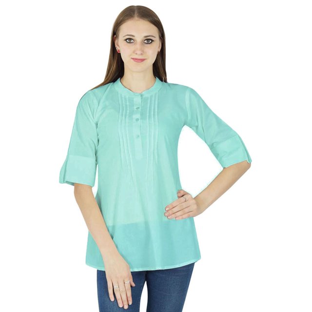 Robe Haut Boho Unie Tenue Décontractée Tunique Vêtements pour Femmes Coton Robe d'Été