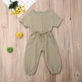 thumbnail image 2 of Sylvamorning Infant Baby Romper Solid Color Short Sleeve Elastic Waist Jumpsuit, 2 of 7
