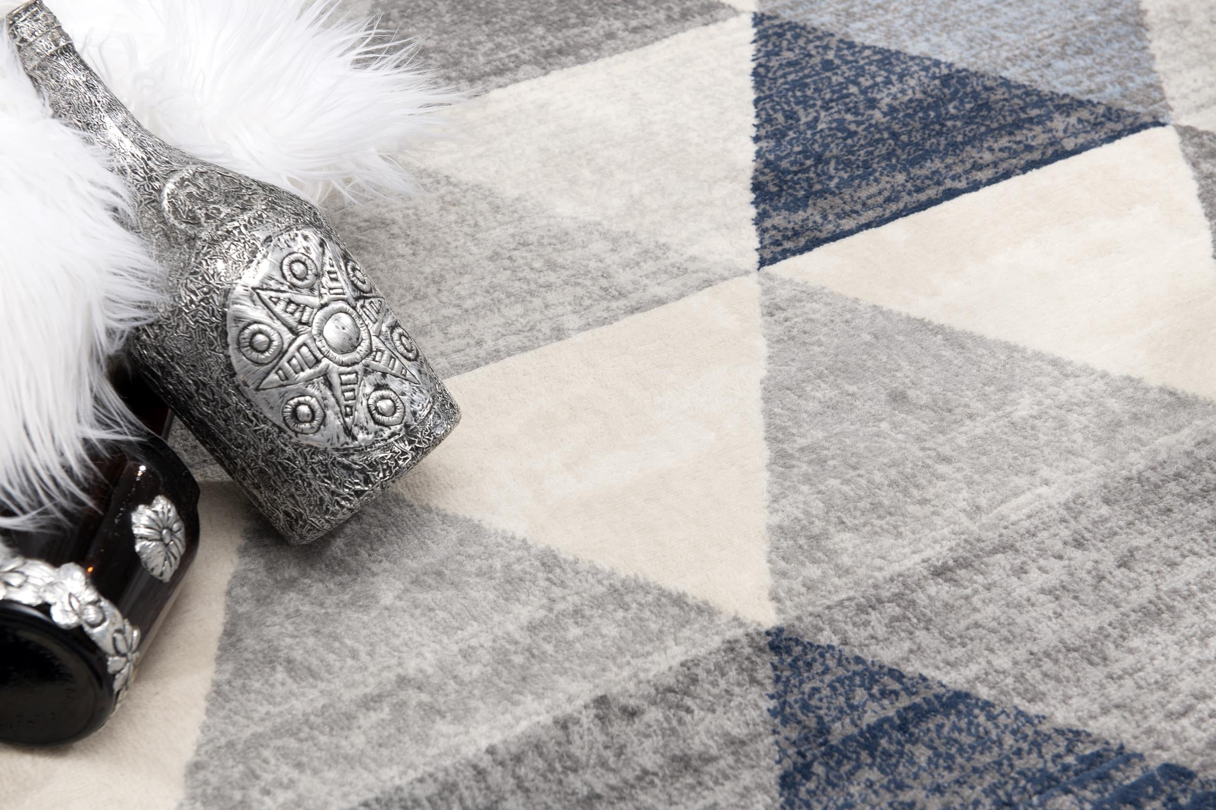Tapis d'intérieur géométrique Branch Havana 2' x 2' (taille exacte : 2'3" x 2') - Bleu beige, style côtier - Entrée, couloir, salle de bain et cuisine