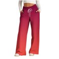 thumbnail image 2 of Pants for Women, Womens Fashionable Striped Printed Drawstring Wide Leg Pants, 2 of 5