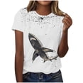 thumbnail image 1 of Tnhcen T-Shirt de Base à Manches Courtes d'Été à Col Rond pour Femme avec Imprimé d'Animaux Marins / Extensible, Respirant, Grande Taille (P-3TG) / Décontracté, Plage, Usage Quotidien, 1 of 4