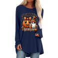 thumbnail image 1 of T-shirt à Manches Longues avec Imprimé Graphique d'Halloween pour Femmes, Confortable, Coupe Ample, Col Rond, Automne Hiver, Décontracté, Quotidien, Basique, Hauts, 1 of 4