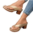 thumbnail image 1 of Heel Sandals for Women Flip Flops Slide Block Chunky Heel Soft Sole Beach Summer Backless Pumps Rose Gold, 1 of 7