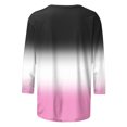 thumbnail image 4 of VSSSJ Hauts à Manches 3/4 pour Femmes Décontractés Tendance à Imprimé Dégradé Manches Raglan Col Ras du Cou Coupe Décontractée Tunique T-Shirt Respirant Noir m, 4 of 5