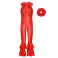 thumbnail image 1 of Lejafay Combinaison Sans Manches à Sequins pour Filles avec Couvre-Chef Jazz Disco Danse Body Performance Rouge 10, 1 of 5