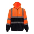 thumbnail image 1 of Chandail à Capuchon de Sécurité à Fermeture Éclair Intégrale Haute Visibilité, Chandail Réfléchissant (Orange et Marine, 2TG), 1 of 7