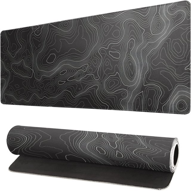 Topographic Contour Extended Mouse Pad 31.5x11.8 Inch Large Long Extended Pads Big Mousepad Extended Large Non-Slip Rubber Base Waterproof Big Keyboard Mat with Stitched Edges for Gaming and Office