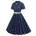 thumbnail image 4 of Birdeem Robe de Soirée Vintage à Manches Courtes et Col en V pour Femmes, Confortable pour l'Été, Imprimé à Pois, 4 of 5