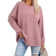 thumbnail image 1 of RXIRUCGD Sweatshirts Oversize pour Femmes 2024 Col Rond Manches Longues Tops Tricotés Pull, Rose, Taille : TG, 1 of 8