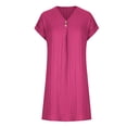thumbnail image 3 of UPPADA Robe Midi d'Été pour Femme à Manches Courtes, à Volants, Imprimé Floral, Robe Soleil à Col en V Plongeant, Taille Haute, Courte et Fluide, Robe Maxi, Décontractée, Vacances, Robes, Robe Soleil, Robe Mariage Invitée Femme, Rouge Melon D\'eau, TG, 3 of 6
