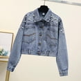 thumbnail image 2 of Lovzfmll Denim Veste en pour Femme, Manches Longues Style Classique Bleu, m, 2 of 9