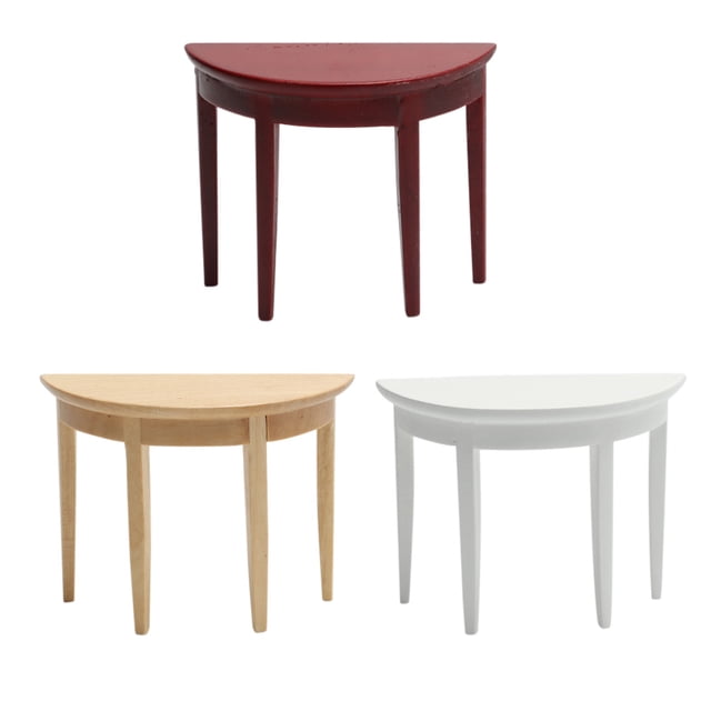 CIMAXIC Modèle de Bureau 3 Pcs Mini Demi-Rond Bureau d'Entrée Modèle Mini Maison Simulation Mobilier Bureau,3.46"X2.56"X1.18 Pouces