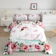 thumbnail image 2 of Erosebridal Ensemble de Couette Simple à Motif de Roses Florales, Couette en Duvet avec Cygne Animal, Décoration Papillon, Réversible, 2 Pcs, 2 of 8