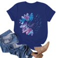 thumbnail image 3 of WEIYLL T-Shirts pour Femmes à Imprimé de Lettres, Manches Courtes, Col Ras du Cou, T-Shirts Bleus, Tailles P, 3 of 4