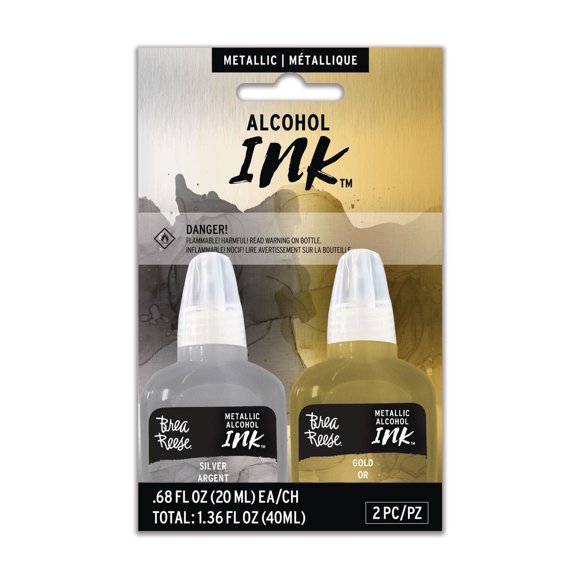 Brea Reese 2 Piece Alcohol Ink Set: Gold Metallic and Silver Metallic