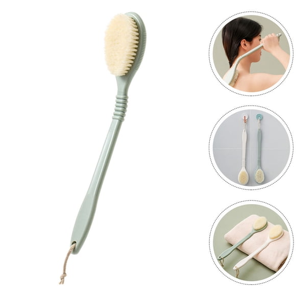 UPGRATOR Body Massaging Scrubber Long Handle Green TPR 1Pcs for Bathing