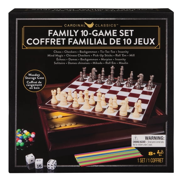 Spin Master Games, Cardinal Classics, 10 Classic Games In One Set, Including Family Favorites Chess, Checkers, Backgammon, Mancala for Family Game Night, 1+ Players, for Ages 8 & Up
