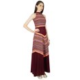 thumbnail image 2 of Phagun Summer Abstract Print Maroon Dress Women Casual Sundress - Choose Size, 2 of 4
