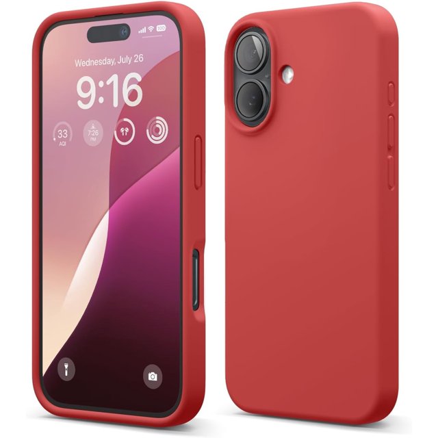 KOMI Compatible with iPhone 16 Pro Max Case, Premium Liquid Silicone Case, Full Body Protective Cover, Shockproof, Slim Phone Case, Anti-Scratch Soft Microfiber Lining, 6.9 inch Red