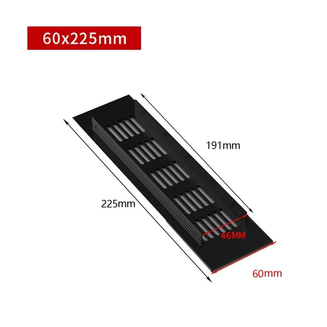 Grille d'Aération Rectangulaire en Aluminium de 60 mm pour Armoire/penderie, Couverture de Ventilation