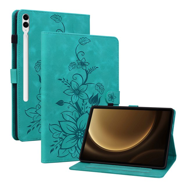 Tablet Case for FOXDOCK Samsung Galaxy Tab S10 Plus – Premium PU Leather Cover with Lily Embossed Design, Card Slots