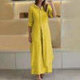 thumbnail image 2 of Timegard Lounge Sets for Women 2 Piece Plus Size Button up Slim Long Shirts Wide Leg Pants Trend Outfits, 2 of 6