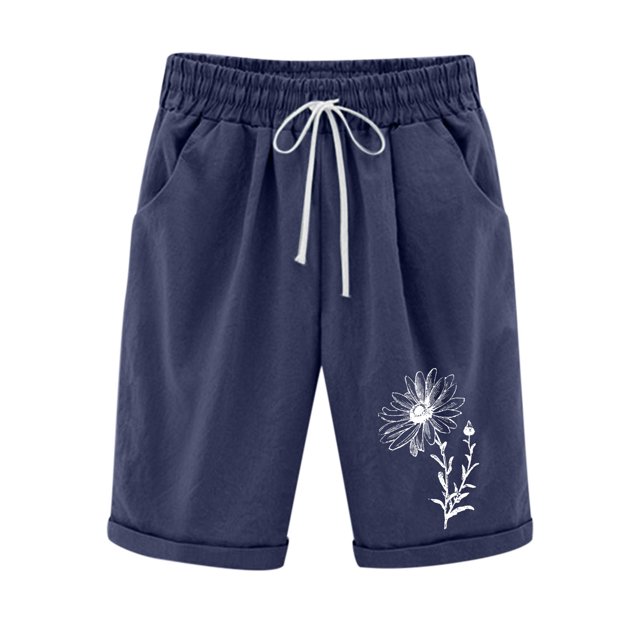 Birdeem Shorts Imprimés pour Femmes Taille Élastique pour Décontracté avec Poches Décontractées
