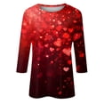 thumbnail image 5 of FcBaudy Hauts pour Femmes, Chemisiers et Chemises à Manches Longues à Col Rond, Chemises pour Femmes T-shirt Imprimé de Mode pour Femmes Blouse à Manches 3/4 Col Rond Blouse Décontractée pour Femmes en Polyester, 5 of 5
