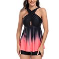 thumbnail image 2 of UPPADA Womens Plus Size Two Piece Tankini Swimsuits Twist Front High Waist V Neck Swimwear Floral Tummy Control Modest Bathing Suits with Bottom Plus Size Suit Pink,Xl, 2 of 8