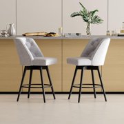Swivel Bar Stools, Modern Bar Stools Set of 2 with Backs, 26 Inch Counter Height Bar Stools for Kitchen Island, Comfortable Swivel Bar Stools Upholstered, Barstools with Iron Footrest for Home Bar