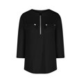 thumbnail image 3 of GigrtiJin Womens Oversized V-Neck Tops 2025 Trendy Long Sleeve Solid Color Blouses Button Decor Casual Shirts, 3 of 5