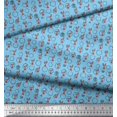 thumbnail image 2 of Soimoi Blue Rayon Fabric Hexagon,Conical Pot & Cactus Tree Fabric Prints By Yard 56 Inch Wide, 2 of 3