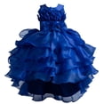 thumbnail image 4 of XDZJLR Girl Dresses Children'S Solid Color Irregular Mesh Lace Knee Length Trailing Wedding Puffy Princess Clothing, 4 of 4