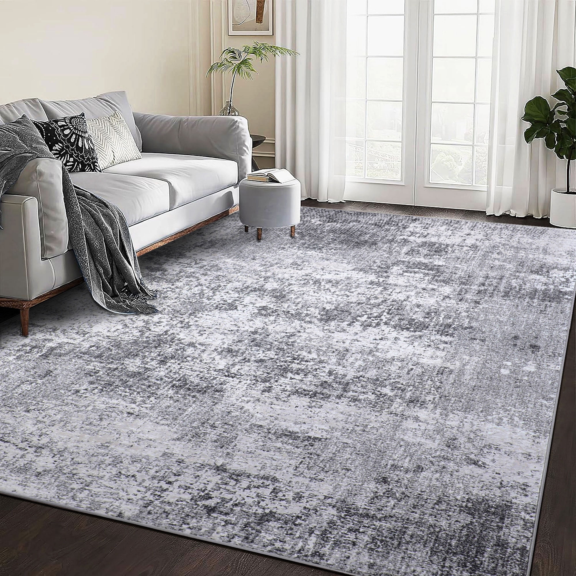 Modern Distressed Rug BERTHMEER 5'x7' Area Rugs for Living Room Bedroom Dining Room Farmhouse ...