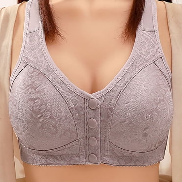 Amzcrzy Seamless Front Closure Wireless Bras for Women with Soft Support Lace Bras, Smoothing Padded Plus Size Bralette M-4XL