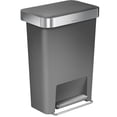 thumbnail image 1 of Simplehuman 50 Liter / 13 Gallon Plastic Rectangular Kitchen Trash Can with Liner Pocket, Grey, 1 of 8