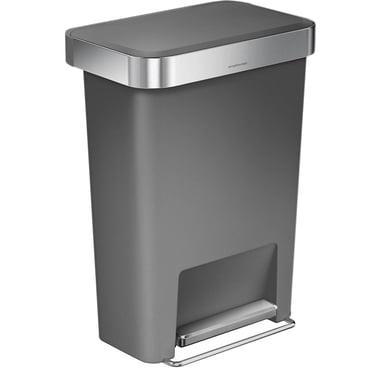Simplehuman 50 Liter / 13 Gallon Plastic Rectangular Kitchen Trash Can with Liner Pocket, Grey