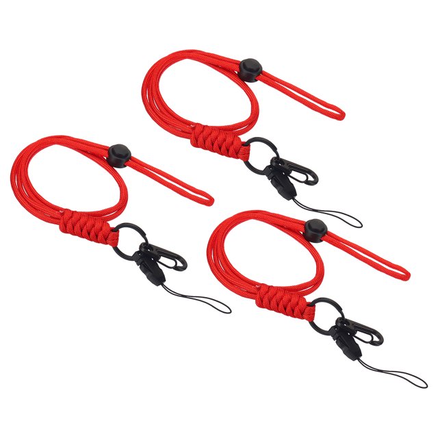 Unique Bargains Cordon de Cou avec Crochet Badge Cordons Sangle Longue Ajustable Support Porte-Clés Rouge Lot de 3