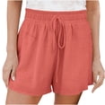 thumbnail image 1 of Snorda Shorts pour Femmes Grande Taille Mode pour Femmes Couleur Unie Décontracté Jambe Grand Ample Taille Haute à Lacets Shorts Pantalons P-5TG, 1 of 8