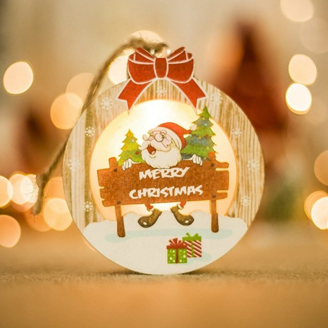Christmas Wooden Luminous Decorated Christmas Tree Pendant