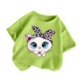 thumbnail image 3 of PMVFHDE Hauts d'Été Décontractés pour Filles, T-Shirt Graphique Mignon à Col Rond et Manches Courtes, Vert Clair, 3-4 Ans, 3 of 5