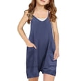 thumbnail image 1 of Plebaso Girls Summer Sleeveless Casual Solid Color Romper Spaghetti Strap Shorts Jumpsuit With Pockets, 1 of 5