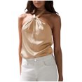 thumbnail image 1 of Timegard Womens Tank Tops Satin Keyhole Neck Tie Backless Sleeveless Solid Color Layer Dressy Casual Tops, 1 of 6